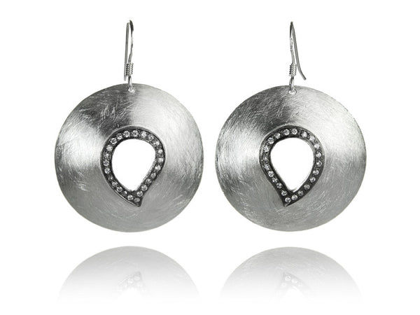 Studded Paisley Disc Earrings