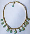 Limited Edition Mogul Polki Aqua Chalcedony Necklaces (24K Gold Plated with Diamonds)