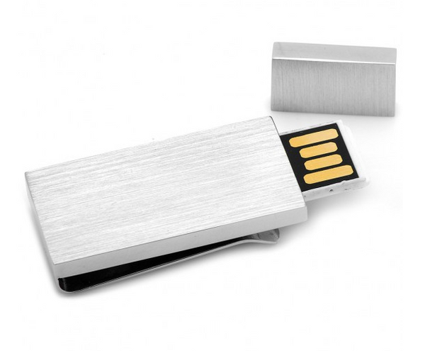 Brushed Silver 8GB USB Money Clip