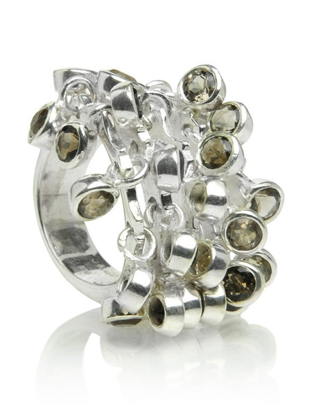 25 Stone Dangle Ring - Smokey Quartz