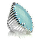 Striped Capri Cocktail Ring (Aqua Chalcedony)