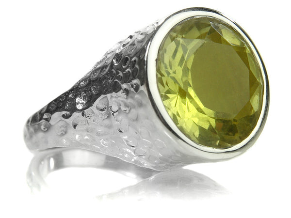 Gaudi Pointalism Circle Cocktail Ring Lemon Topaz
