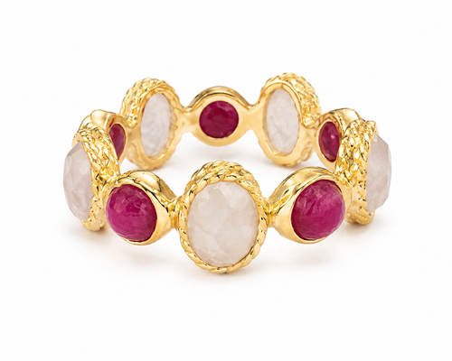 Milano Filo Stone Band Ruby and Rose Quartz