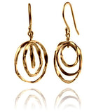 Gold Plated Thin Battered Concentric Earrings