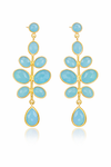 Gold Plated Budding Branch Earrings Blue Chalcedony