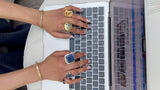 Large Capri Flat Square Cocktail Ring Labradorite