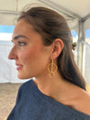 Gold Plated Big Circle with Dangling Interlocking Mini Circle Earrings