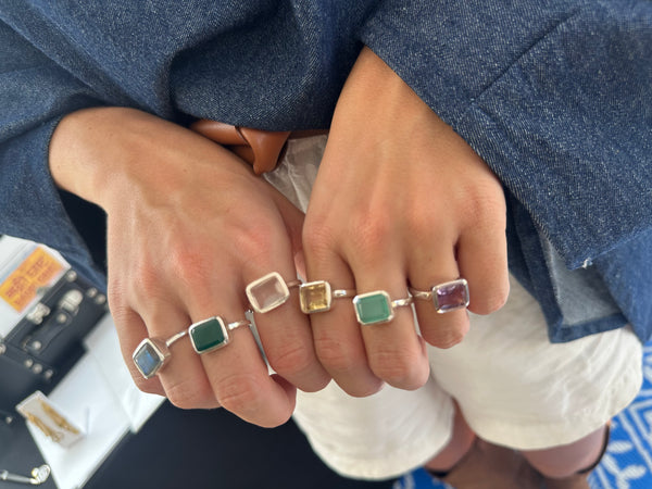 Small Rectangular Ring Rose Quartz