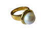 Gold Plated Barcelona Gaudi Circle Classic Stone Ring White Pearl