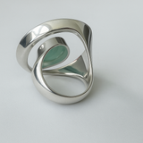 Art Deco Pop Ring Aqua Chalcedony