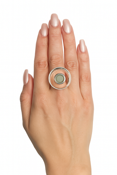 Art Deco Pop Ring Aqua Chalcedony