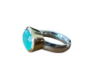 Golden Iberia Oval Gemstone Ring - Aqua Chalcedony