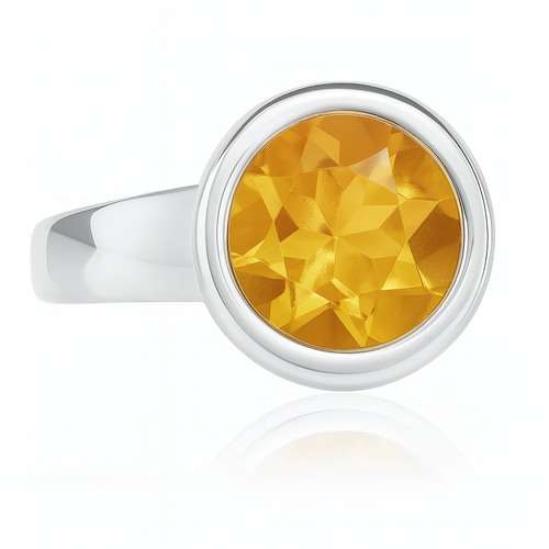 Barcelona Gaudi Circle Classic Stone Ring Citrine