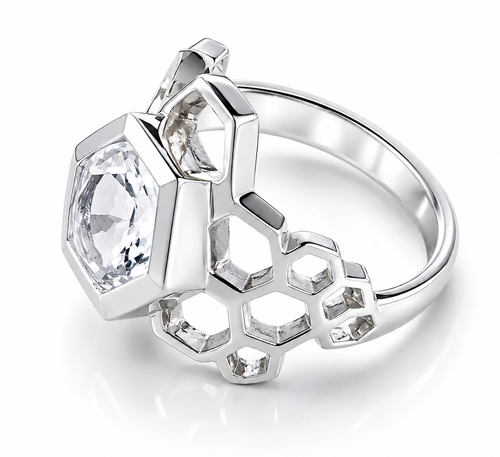 Gaudi Beehive Stone Dome Ring Crystal