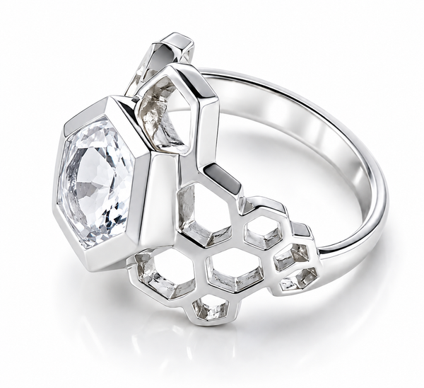 Gaudi Beehive Stone Dome Ring Crystal