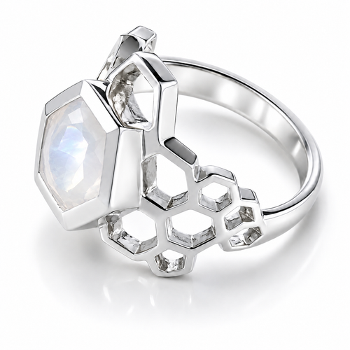 Gaudi Beehive Stone Dome Ring White Moonstone