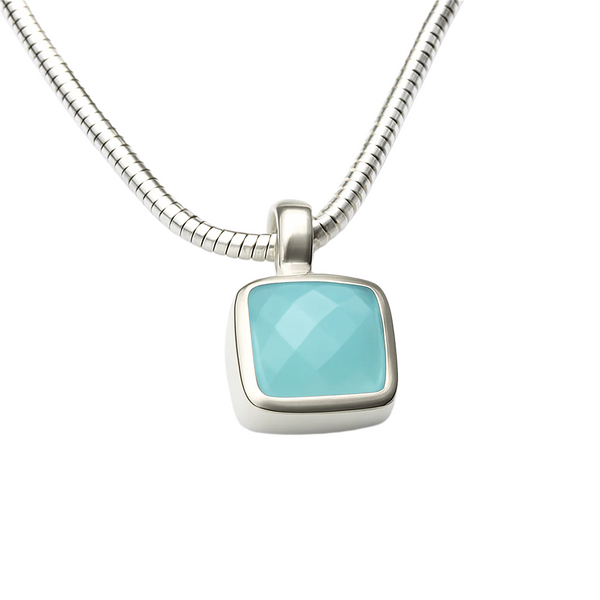 Berlin Cube Gemstone Necklace - Aqua Chalcedony