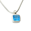 Stering Silver necklace with a blue topaz gemstone pendant 