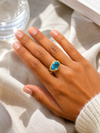 Golden Iberia Oval Gemstone Ring - Blue Topaz