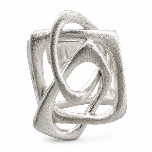 Brushed Bilbao Three Angular Ring
