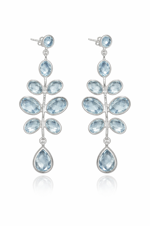 Budding Branch Earrings Blue Topaz