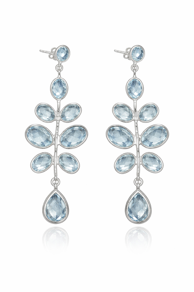 Budding Branch Earrings Blue Topaz