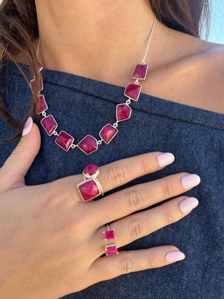 Iceland Glacial Horizon Necklace - Rough Cut Ruby