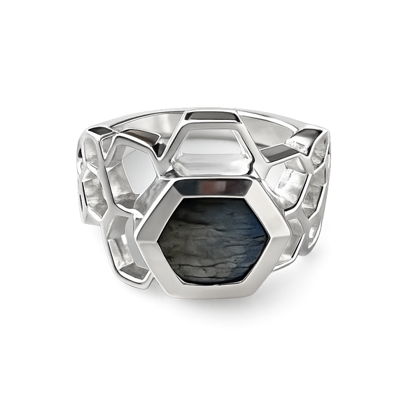 Gaudi Beehive Stone Dome Ring Labradorite