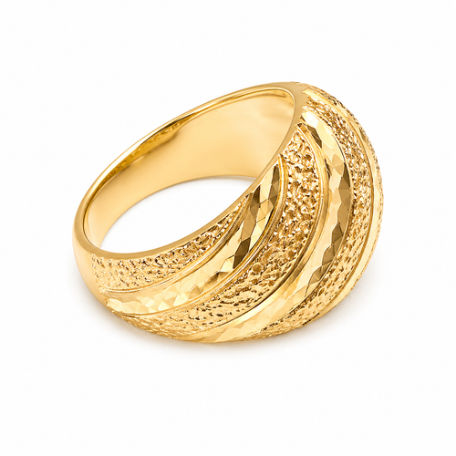10k Gold Italian Wave Diamond Cut Dome Size 6.5