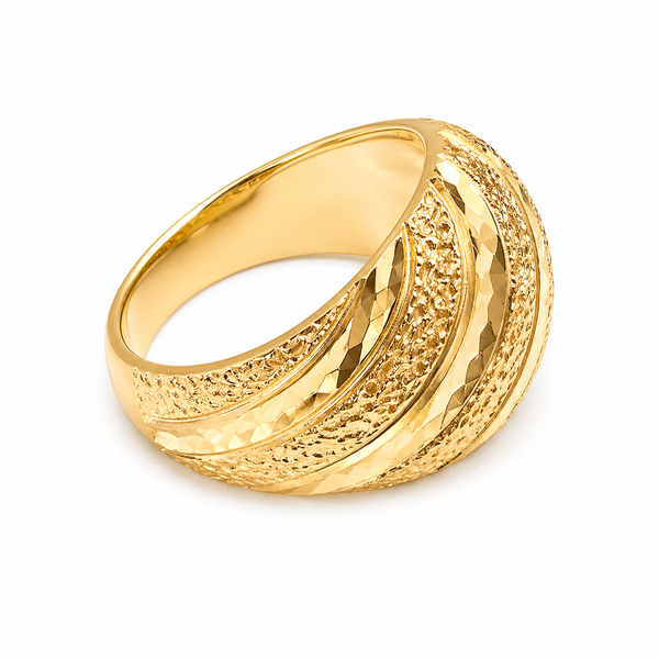 10k Gold Italian Wave Diamond Cut Dome Size 6.5