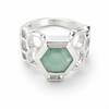 Gaudi Beehive Stone Dome Ring Aqua Chalcedony