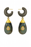 Jaipuri Crescent & Labradorite Diamond Drop Earrings