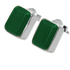Small Square Gemstone Studs Green Onyx
