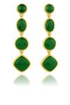 Gold Plated Four Geometric Drop Earring Green Onyx