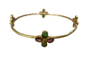 Gold Plated Four Leaf Flower Mix Tourmaline Bangle