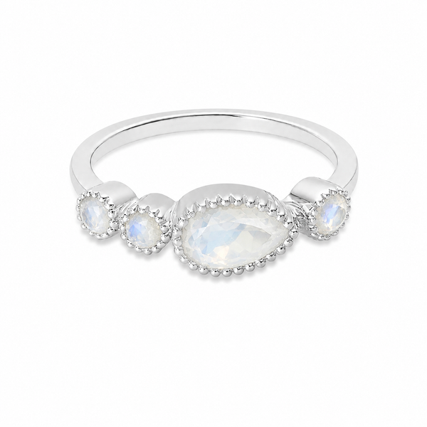 Rani Pear Stackable Band - White Moonstone