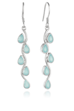 Vertical Stone Leaf Drop Earrings Aqua Chalcedony