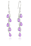 Vertical Stone Leaf Drop Earrings Amethyst