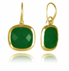 18k Vermeil Framed Rounded Square Classic Earrings  Green Onyx