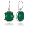Framed Rounded Square Classic Earrings Green Onyx
