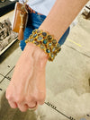 Gold Plated Jaipur Labradorite Mosaic Open Cuff