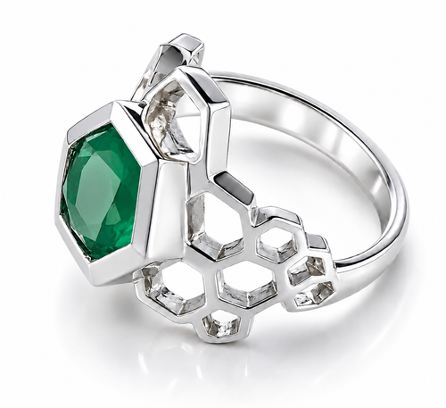 Gaudi Beehive Stone Dome Ring Green Onyx