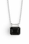Glacial Rectangular Gemstone Necklace - Black onyx