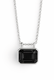 Glacial Rectangular Gemstone Necklace - Black onyx