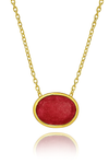 Gold Plated Floating Oval Pietra Necklace Rough Cut Ruby
