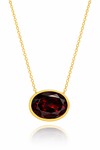 Gold Plated Floating Oval Pietra Necklace Garnet