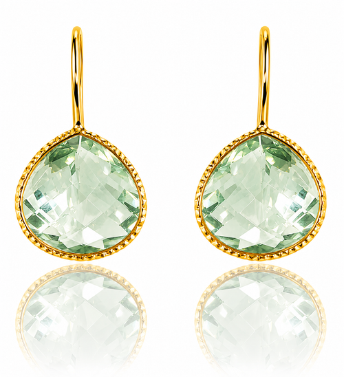 Gold Plated Peacock Drops Green Amethyst