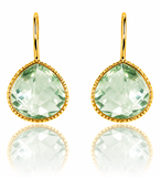 Gold Plated Peacock Drops Green Amethyst