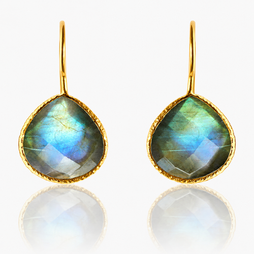 Gold Plated Peacock Drops Labradorite