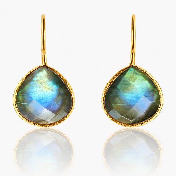 Gold Plated Peacock Drops Labradorite
